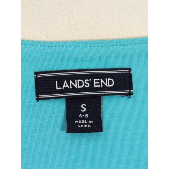 Lands End Wrap Front Dress Womens S Blue Sleeveless Stretch Career Day Out - Picture 5 of 9